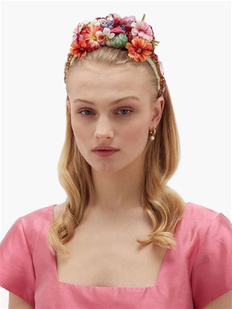 Flower And Crystal Embellished Headband Dolce And Gabbana