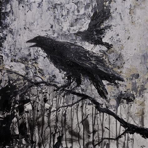 Gothic Raven Crow Painting Painting By Gray Artus