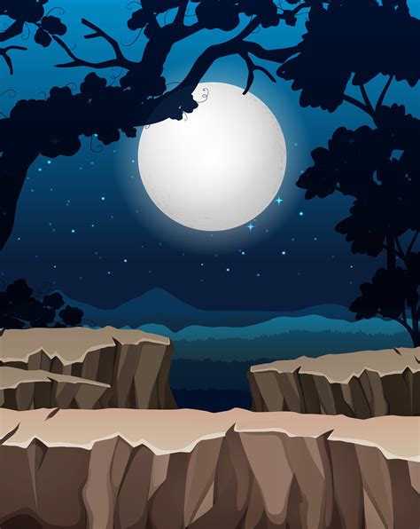 Night Forest Silhouette Background 292287 Vector Art At Vecteezy