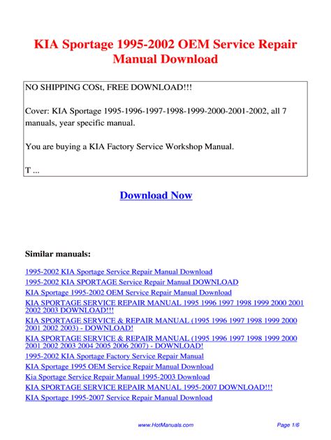 Kia Sportage Repair Manual Download Form Fill Out And Sign Printable