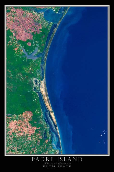 The Padre Island National Seashore Texas Satellite Poster Map Map