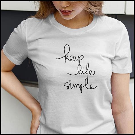 Women S Slim Fit White T Shirt Keep Life Simple Round Neck T Shirt For Women महिलाओं की गोल