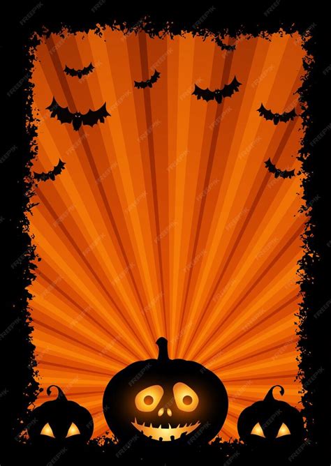 Halloween Hintergrund Mit Grunge Grenze Und Kürbislaterne Kostenlose Vektor