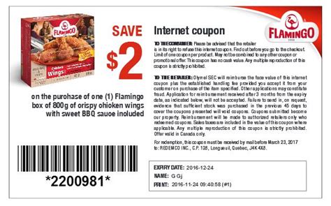 Canadian Coupons Save 2 On Flamingo Crispy Chicken Wings Printable