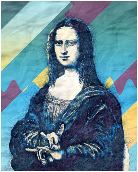 Mona Lisa Sign Of The Horns Pop Art Modern Poster Stylised Art 2019
