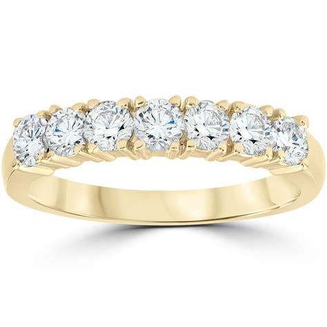 Pompeii3 1ct Diamond Wedding Ring Anniversary 14k Yellow Gold 7 Stone