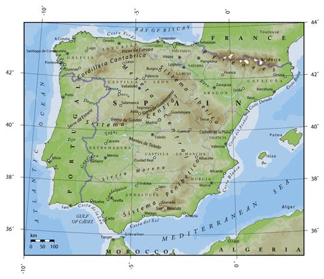 España Portugal Mapa Mapa De España Y Portugal Ajustado A Din A3