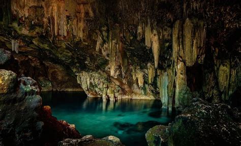 Cave Cenotes Stalactites Water Nature Wallpaper Coolwallpapersme