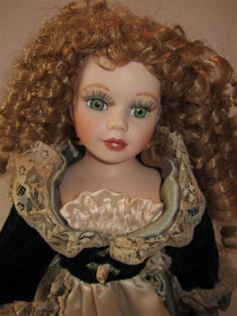 Goldenvale Collection Blond Curly Hair Porcelain Doll Green Dress 16