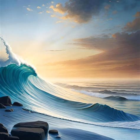 Premium Photo Surfing Ocean Wave At Sunset
