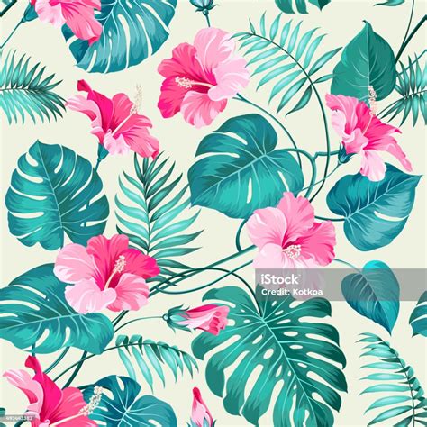 Tropical Flower Pattern Stock Vector Art 493443382 Istock