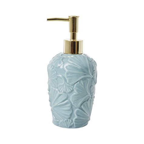 Ceramic Soap Dispenser Embossed Petal In Sky Blue Rice DK - Vibrant Home
