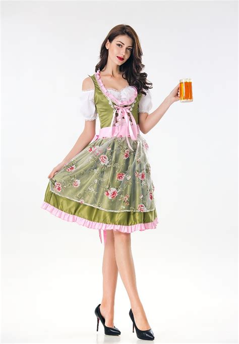 cheap hot womens german beer girl costume fraulein dirndl fancy dress oktoberfest cosplay