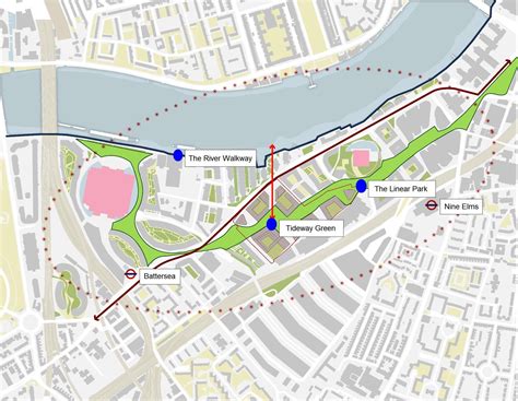 Battersea And Nine Elms London Linear Park Site Plan River Park