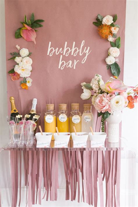 Bubbly Bar With Flowers Champagne Bottles Bachelorette Party Ideas