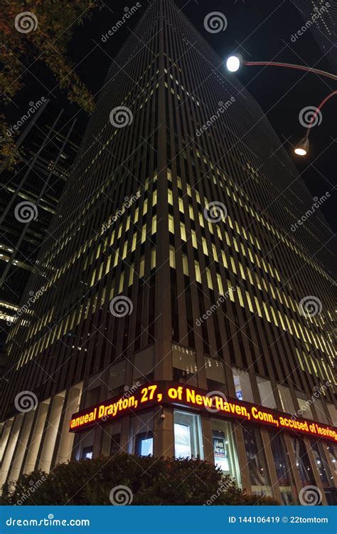 Fox News Studios At Night In Manhattan New York City Usa Editorial