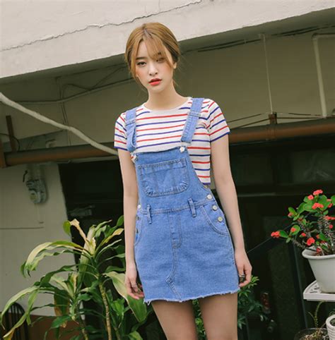 Stylenanda Short Denim Overall Dress Latest Korean Fashion K Pop