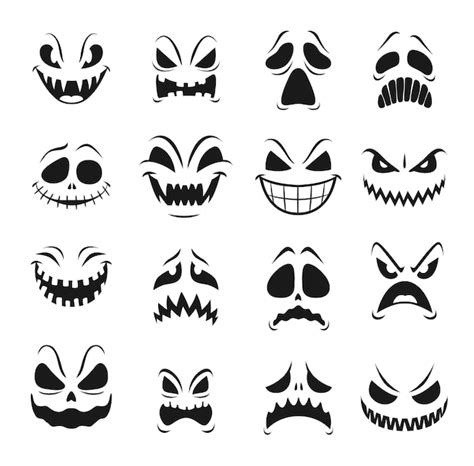 Premium Vector Monster Faces Set Of Halloween Horror Holiday Scary