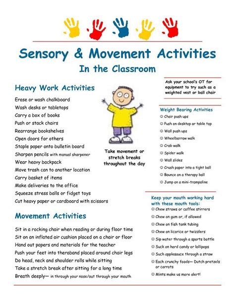 Sensory Strategies And Heavy Work Suggestions For The Classroom Sensory