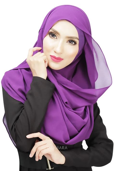 Easy To Operate Two Pieces Muslim Headscarf Hijab Veil Lazy Monochrome