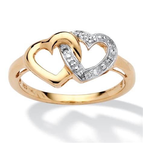 Diamond Accent Interlocking Heart Promise Ring In 18k Gold Over Sterling Silver At Palmbeach Jewelry