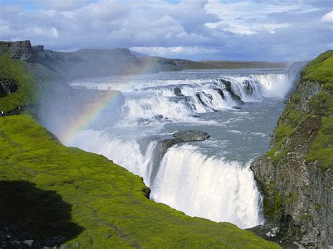 Rainbow Over Gullfoss Waterfall Iceland Heard Its Very