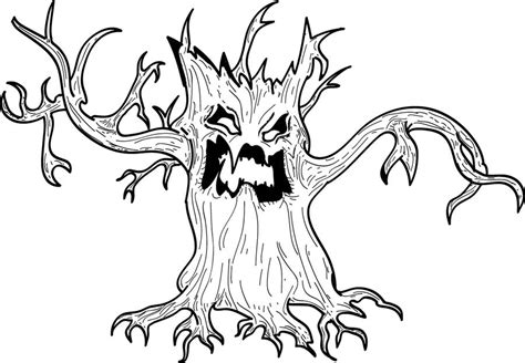 Spooky Tree Coloring Page Spooky Tree Coloring Coloring Pages