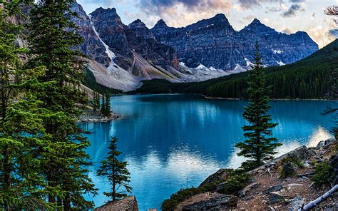 4k Free Download Banff Moraine Lake Evening Blue Lake North