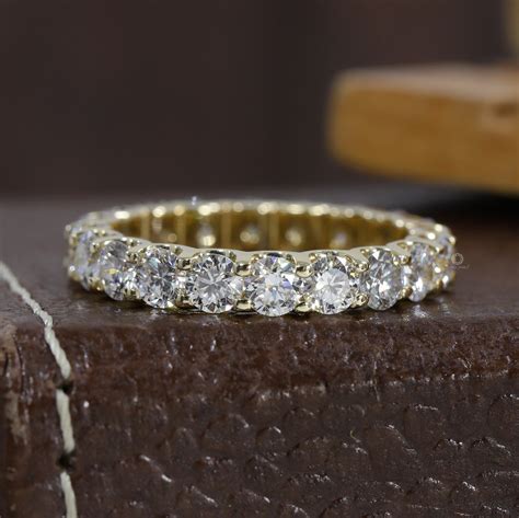 14k Solid Yellow Gold Eternity Band Stackable Ring Wedding Etsy