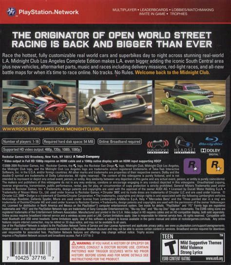 Midnight Club Los Angeles Complete Edition 2009 Box Cover Art