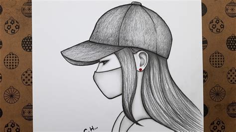 Kolay Karakalem Çizim Fikirleri 2022 Şapka Takan Güzel Kız Adım Adım
