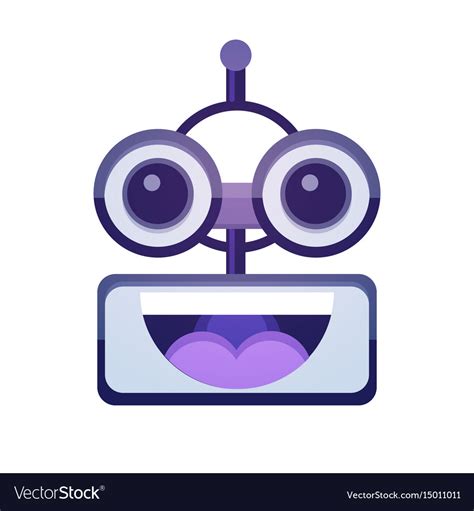 Cartoon Robot Face Smiling Cute Emotion Open Mouth