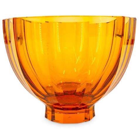 Art Deco Moser Faceted Amber Glass Bowl Auction