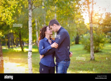 Young Couple In Love Outdoor Stock Photo Alamy