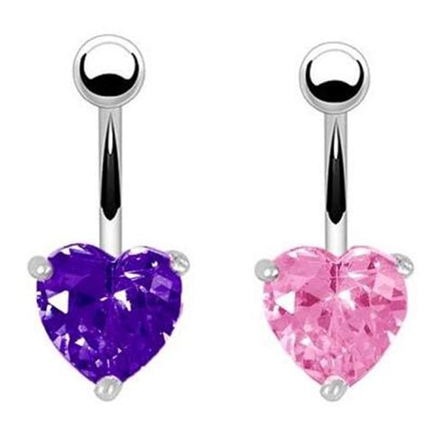 Zircon Navel Jewelry Shiny Pink Heart Crystal Belly Ring Hot Love Star Zircon Navel Ring Button
