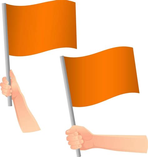 Bandera Naranja En El Icono De La Mano Vector En Vecteezy