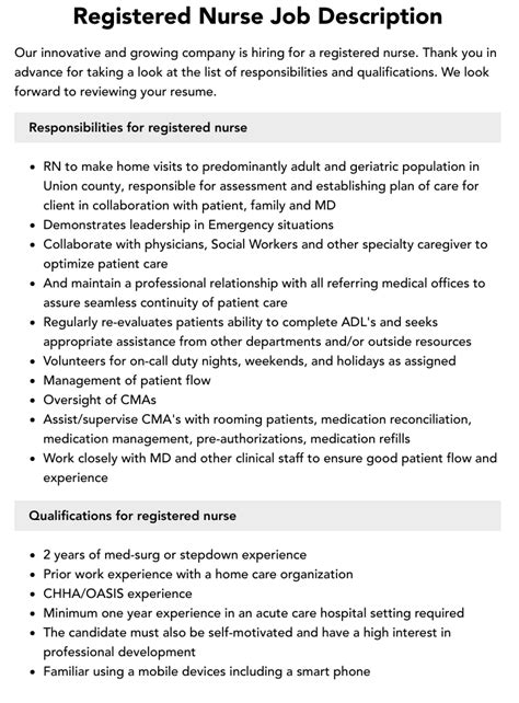 Registered Nurse Job Description Velvet Jobs