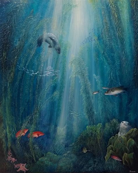 Kelp Forest Original Painting Deep Impressions Underwater Art