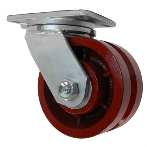 6 X 3 V Groove Heavy Duty Ductile Steel Wheel Swivel Caster 2400 L