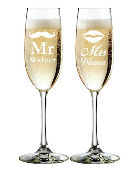 Mr And Mrs Personalized Champagne Flutes Wedding Toasting Etsy