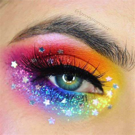 Rainbow And Glitter Make Up 🌈💖 Rainbow Makeup Rainbow Eye Makeup Eye