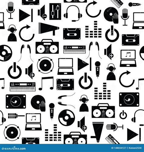 Dj Creativity Seamless Pattern Background Icon Stock Vector