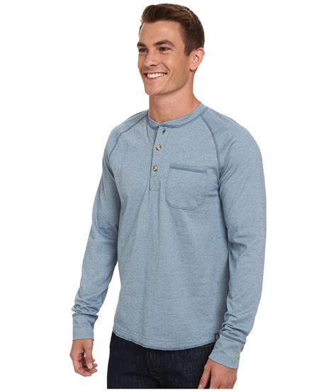 The North Face Cotton Long Sleeve Seward Henley Shirt In Cool Blue