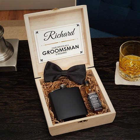 Secret Agent Personalized Cigar Box Wooden Crate Groomsmen T Set