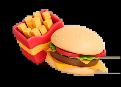 18 3d Burger With French Fries Illustrations Free In Png Blend Gltf