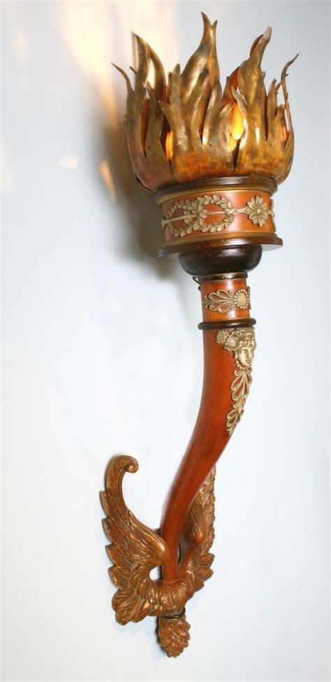 Wonderful Large Pair Of Carved Wooden Italian Torch Sconces At 1stdibs