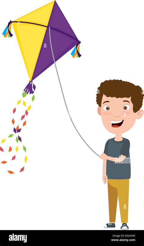 Little Boy Flying Kite Stock Vector Image And Art Alamy