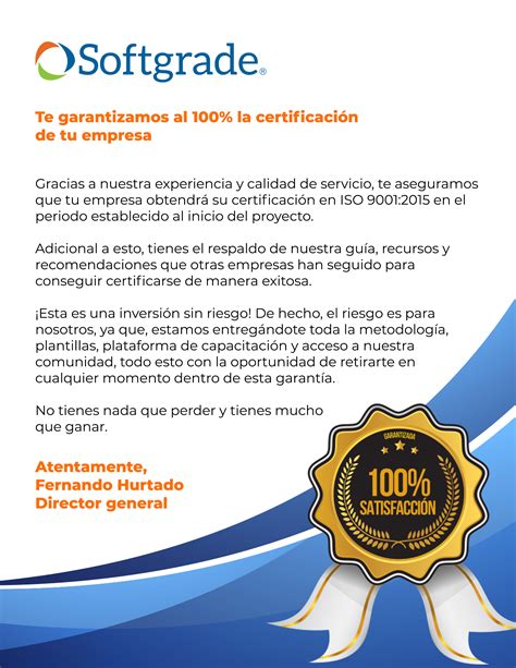 Servicio De Consultoría Para La Certificación Iso 9001 Softgrade