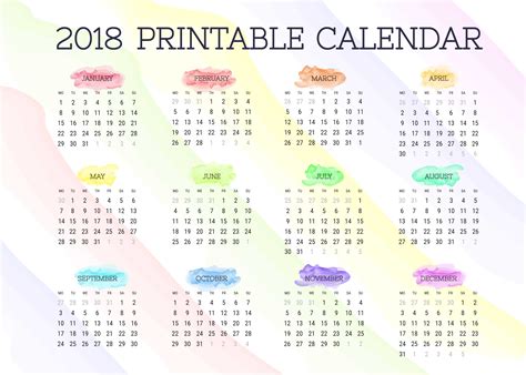 Here are the small circle calendars i posted about a while back. 2018 Printable Watercolor Calendar Vector 172153 Vector ...
