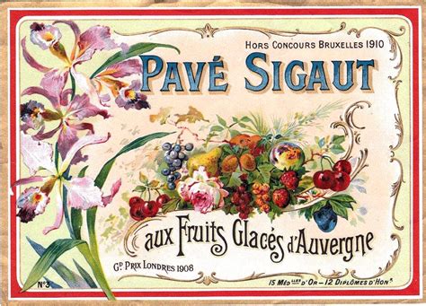 French Art Nouveau Large Flower Fruit Box Label Antique Vintage 19th